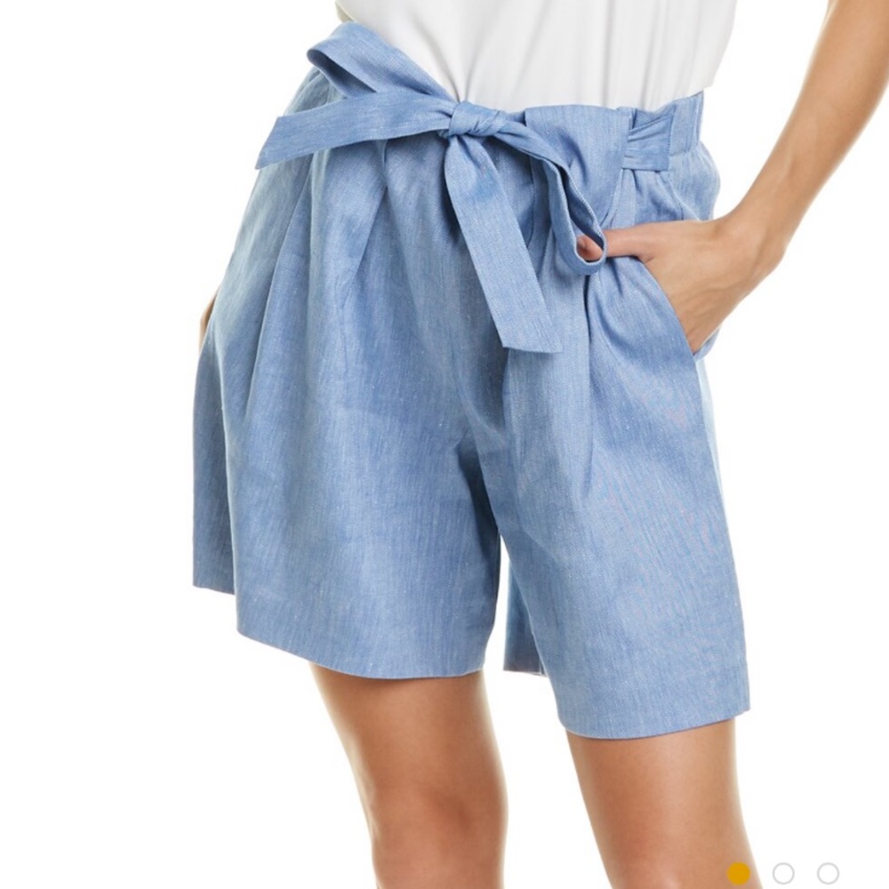 ST.JOHN COLLECTION Blue Linen Belted Shorts-NWT-S